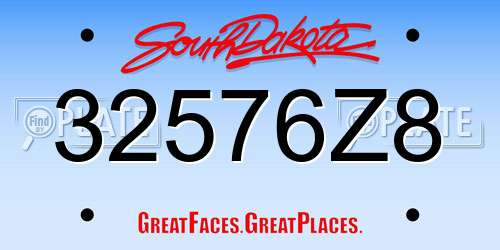 32576Z8 South Dakota License Plate