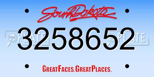 3258652 South Dakota License Plate
