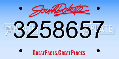 3258657 South Dakota License Plate