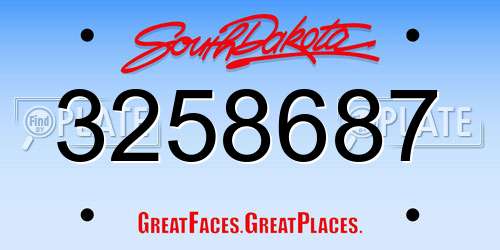 3258687 South Dakota License Plate
