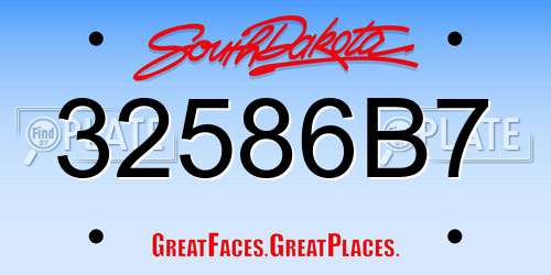 32586B7 South Dakota License Plate