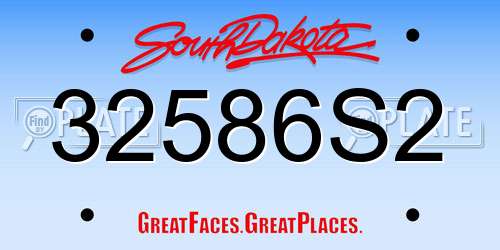 32586S2 South Dakota License Plate