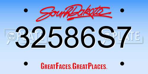 32586S7 South Dakota License Plate