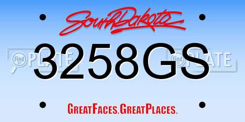 3258GS South Dakota License Plate