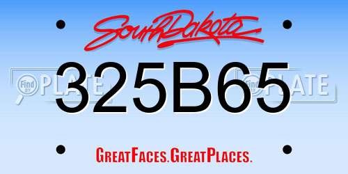 325B65 South Dakota License Plate