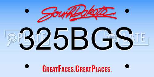 325BGS South Dakota License Plate
