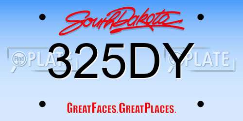 325DY South Dakota License Plate