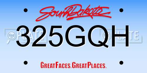 325GQH South Dakota License Plate