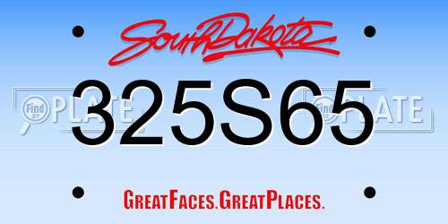 325S65 South Dakota License Plate