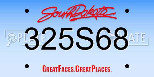 325S68 South Dakota License Plate
