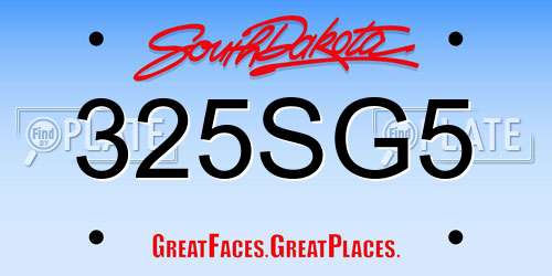 325SG5 South Dakota License Plate
