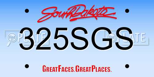 325SGS South Dakota License Plate
