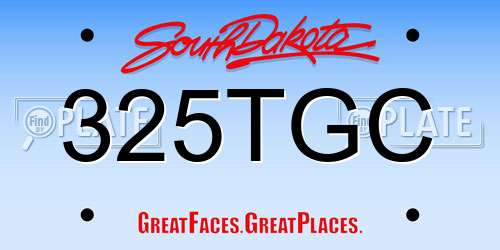 325TGC South Dakota License Plate