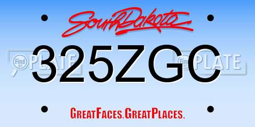 325ZGC South Dakota License Plate