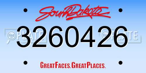 3260426 South Dakota License Plate