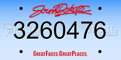 3260476 South Dakota License Plate
