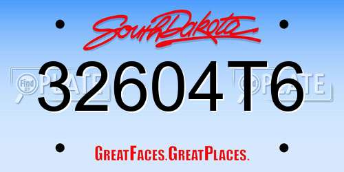 32604T6 South Dakota License Plate