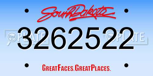 3262522 South Dakota License Plate
