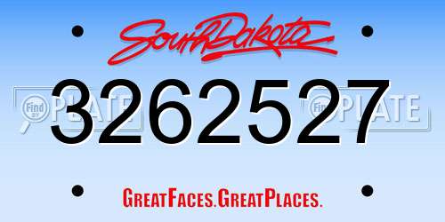 3262527 South Dakota License Plate