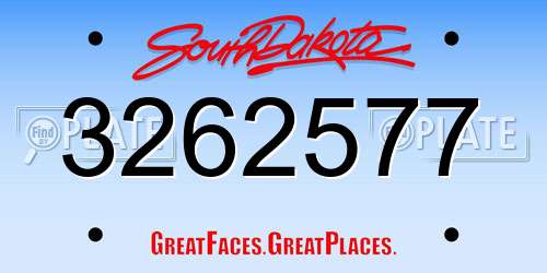 3262577 South Dakota License Plate