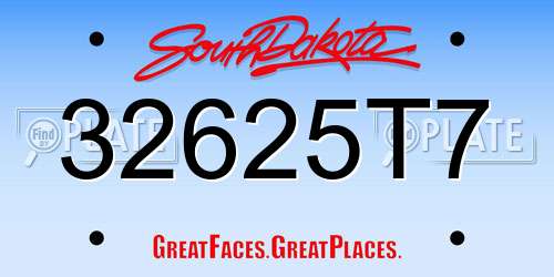 32625T7 South Dakota License Plate