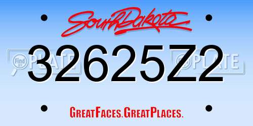 32625Z2 South Dakota License Plate