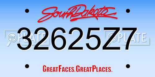 32625Z7 South Dakota License Plate