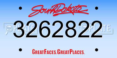 3262822 South Dakota License Plate