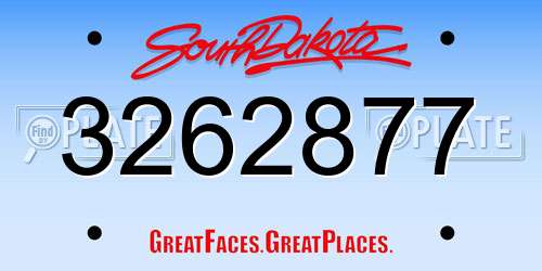 3262877 South Dakota License Plate