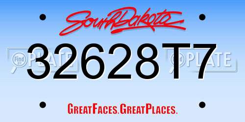 32628T7 South Dakota License Plate