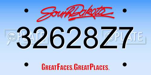 32628Z7 South Dakota License Plate