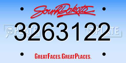 3263122 South Dakota License Plate