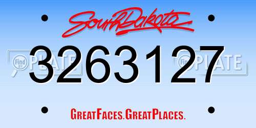 3263127 South Dakota License Plate
