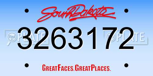 3263172 South Dakota License Plate