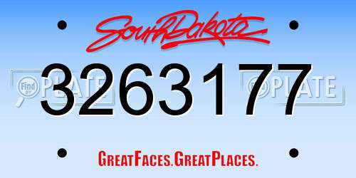 3263177 South Dakota License Plate