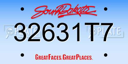 32631T7 South Dakota License Plate