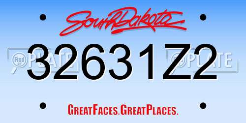 32631Z2 South Dakota License Plate