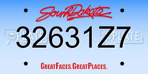 32631Z7 South Dakota License Plate