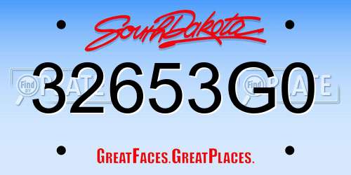 32653G0 South Dakota License Plate