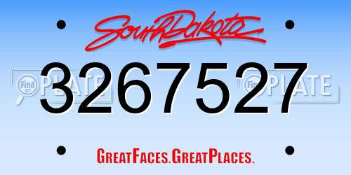 3267527 South Dakota License Plate