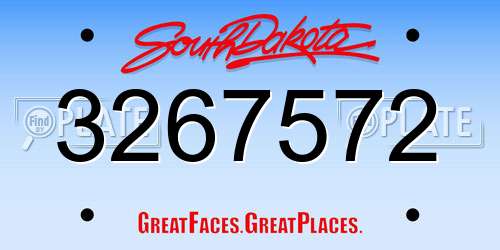 3267572 South Dakota License Plate