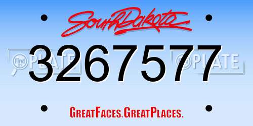 3267577 South Dakota License Plate