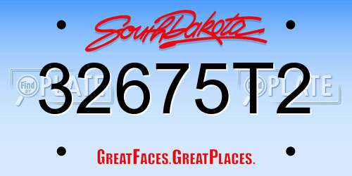 32675T2 South Dakota License Plate