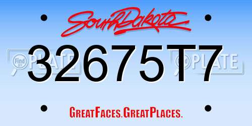 32675T7 South Dakota License Plate