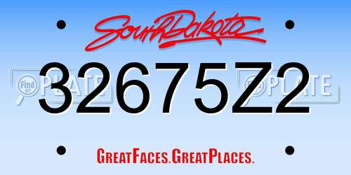 32675Z2 South Dakota License Plate