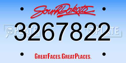3267822 South Dakota License Plate