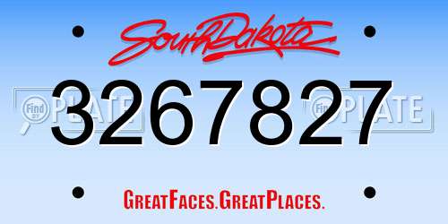 3267827 South Dakota License Plate