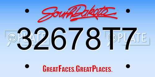 32678T7 South Dakota License Plate