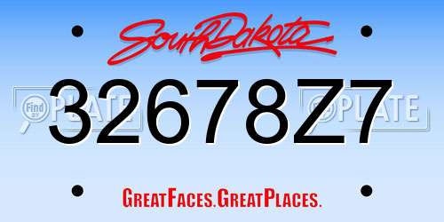 32678Z7 South Dakota License Plate