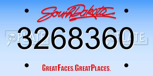 3268360 South Dakota License Plate